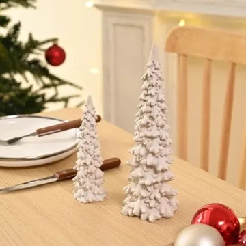 AOMOONOA White Tabletop Christmas Tree Set for Vintage Decor
