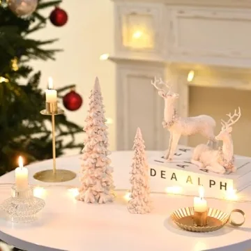 AOMOONOA White Tabletop Christmas Tree Set for Vintage Decor