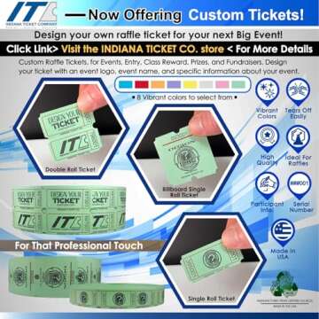 Indiana Ticket Co. Double Roll Raffle Tickets - 1,000 Red, Fun Giveaways, Quality Assurance