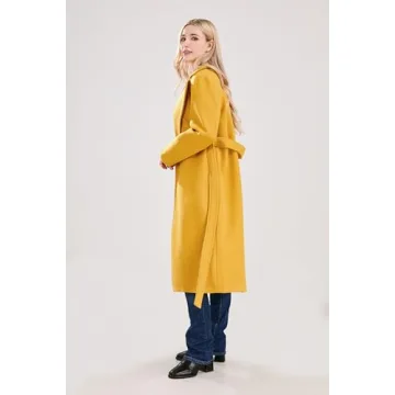 utcoco Women's Long Wool Pea Coat in Yellow - Fashion & Comfort