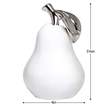 Torre & Tagus Orchard Ceramic Pear Décor for Display on Bookshelf, Living Room, Dining Room, Home Office, White