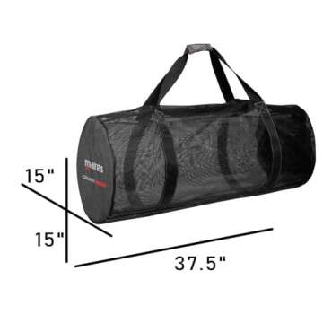 Mares Cruise Mesh Scuba Diving Gear Compact Self-Draining Foldable Travel Duffel-Style Bag, 37.5x15x15
