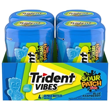 Trident Vibes Blue Raspberry Sour Patch Kids Sugar Free Gum - 4 Pack