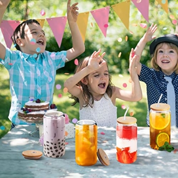 Vozoka Glass Cups with Bamboo Lids & Straws - 16oz Set