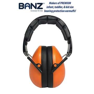 BANZ Kids Headphones – Hearing Protection Earmuffs For Children – ADJUSTABLE headband to fit all ages – Protect Kids Ears – Block Noise – Fireworks – Sporting Events – Concerts – Movies (Orange)