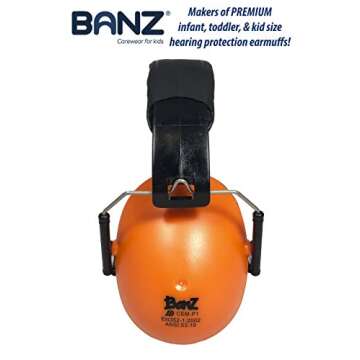 BANZ Kids Headphones – Hearing Protection Earmuffs For Children – ADJUSTABLE headband to fit all ages – Protect Kids Ears – Block Noise – Fireworks – Sporting Events – Concerts – Movies (Orange)