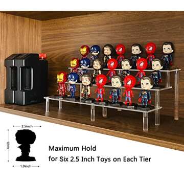 AZEAM 15 3/4 Inch Acrylic Riser Display Shelf,3 Tier Display Riser for Figures Display Stand Large Risers for Display Cupcake Perfume Organizer Cologne Makeup Collection Countertop Desktop Tabletop