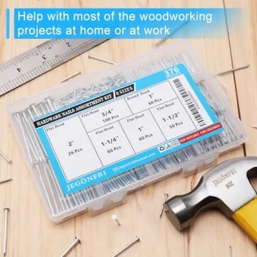 376 pcs Premium Hardware Nails Assortment - 6 Sizes Included