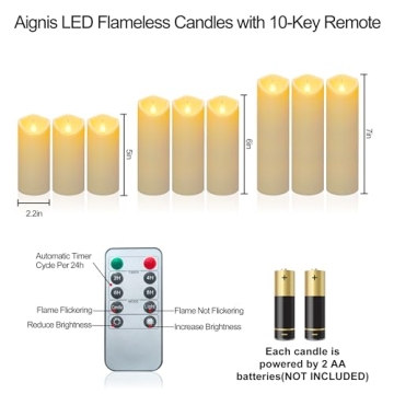 Aignis Flameless LED Candles with Remote & Timer