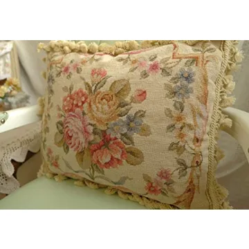 Handcrafted Victorian Floral Needlepoint Pillow 18"