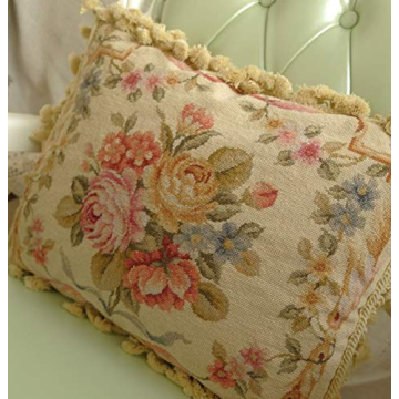 Handcrafted Victorian Floral Needlepoint Pillow 18"