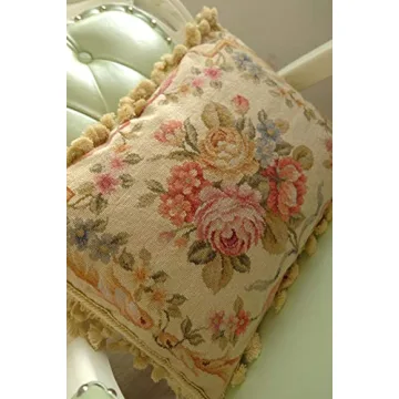 Handcrafted Victorian Floral Needlepoint Pillow 18"