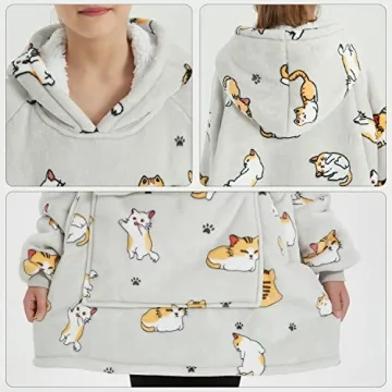 Kids Sherpa Wearable Blanket Hoodie - KFUBUO