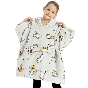 Kids Sherpa Wearable Blanket Hoodie - KFUBUO