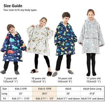 Kids Sherpa Wearable Blanket Hoodie - KFUBUO
