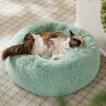 Bedsure Calming Cat Bed - 20 Inch Fluffy Pet Bed