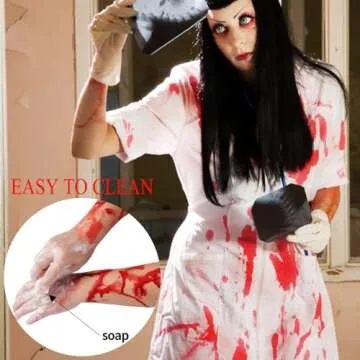 Yeweian Fake Blood Kit for Clothes Eye Blood Drops, Halloween SFX Makeup for Blood Splatter Costume Zombie Vampire Monster Cosplay,2.1Oz Fake Blood Spray + 30g Coagulated Blood Gel + 3 Stipple Sponge