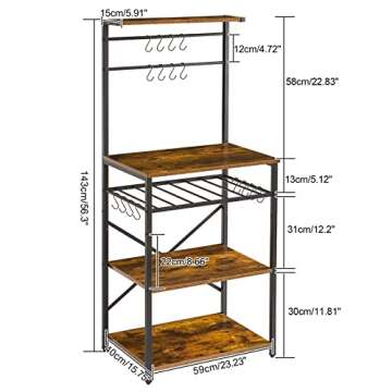 YMYNY Kitchen Baker's Rack, Microwave Oven Stand with Storage Shelves, Industrial Coffee Bar Station...