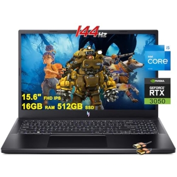 Acer Nitro 5 Gaming Laptop 15.6" FHD IPS 144Hz Intel Octa-Core i5-12500H 16GB RAM 512GB SSD GeForce ...