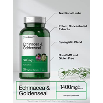 Horbäach Echinacea Goldenseal 1400mg 300 Count Capsules