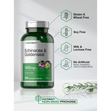 Horbäach Echinacea Goldenseal 1400mg 300 Count Capsules