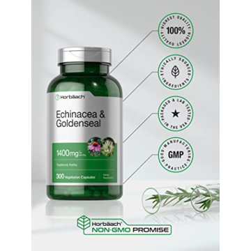 Horbäach Echinacea Goldenseal 1400mg 300 Count Capsules