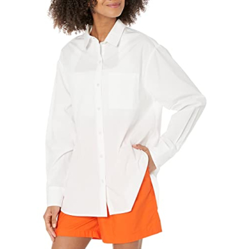 The Drop Women's Kendra Loose Fit Long Shirt - Chic Cotton Style for Everyday Wear