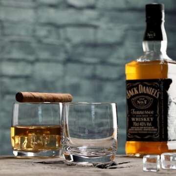 Whiskey Glasses Set of 6, Premium Crystal Bourbon Glass, 10.5 oz Drinking Glasses for Scotch, Cocktail, Whisky and Juice, Transparent Rocks Glasses Tumbler, Dishwasher Safe Glassware