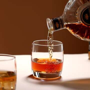 Whiskey Glasses Set of 6, Premium Crystal Bourbon Glass, 10.5 oz Drinking Glasses for Scotch, Cocktail, Whisky and Juice, Transparent Rocks Glasses Tumbler, Dishwasher Safe Glassware