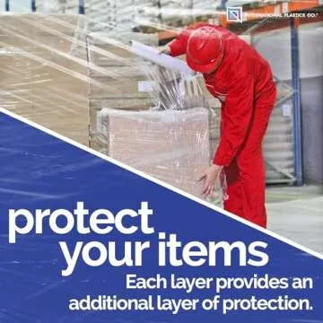 International Plastics Co. 18" Stretch Film/Wrap 1500 feet 7 Layers 80 Gauge Industrial Strength up to 800% Stretch 20 Microns Clear Durable Adhering Packing Moving Heavy Duty Shrink Film Box of 4