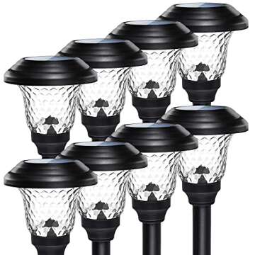 GIGALUMI 8 Pack Solar Pathway Lights, Solar Garden Lights Outdoor Warm White, Waterproof Led Path Li...