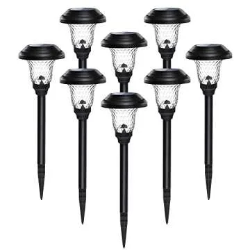 GIGALUMI 8 Pack Solar Pathway Lights, Solar Garden Lights Outdoor Warm White, Waterproof Led Path Lights for Yard, Patio, Landscape, Walkway (Black)