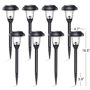 GIGALUMI 8 Pack Solar Pathway Lights, Solar Garden Lights Outdoor Warm White, Waterproof Led Path Lights for Yard, Patio, Landscape, Walkway (Black)