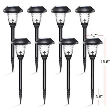 GIGALUMI 8 Pack Solar Pathway Lights, Solar Garden Lights Outdoor Warm White, Waterproof Led Path Lights for Yard, Patio, Landscape, Walkway (Black)