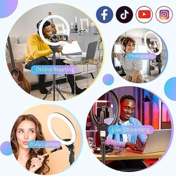 Sensyne 14'' Selfie Ring Light with 62'' Tripod Stand and Phone Holder, LED Selfie Circle Light for ...