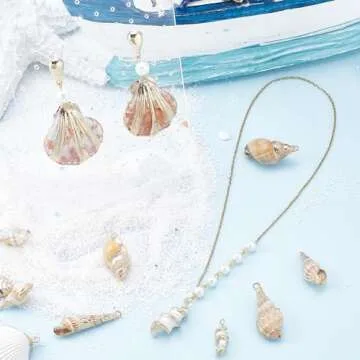 SUNNYCLUE 1 Box 20Pcs 10 Styles Sea Shell Charms Bulk Seashell Charms Natural Cowrie Conch Seashells Ocean Sea Shells Beach Charm for Jewelry Making Charms Women DIY Necklaces Earrings Bracelets