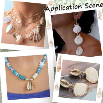 SUNNYCLUE 1 Box 20Pcs 10 Styles Sea Shell Charms Bulk Seashell Charms Natural Cowrie Conch Seashells Ocean Sea Shells Beach Charm for Jewelry Making Charms Women DIY Necklaces Earrings Bracelets