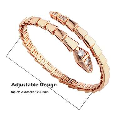 FUUNUSLY Crystal Cuff Bracelet for Women - Fashion AAA Cubic Zirconi Gold Snake Bracelet Charm, Bangle Jewelry Gift for Anniversary Party