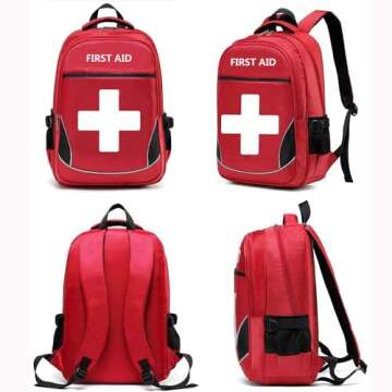 Camoredy First Aid Bag Empty Red Emergency Medical Bag First Responder Trauma Multi-Pocket Traveling...