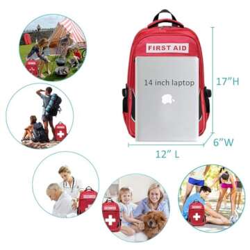Camoredy First Aid Bag Empty Red Emergency Medical Bag First Responder Trauma Multi-Pocket Traveling Field Trips Camping Essentials (RED-1PCS)