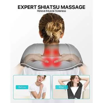 ALLJOY Shiatsu Back and Neck Massager with Heat, Deep Tissue 3D Kneading Massage Pillow for Shoulder...