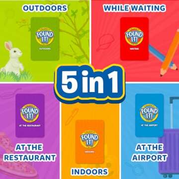 Skillmatics Scavenger Hunt Card Game - Found It 5 in 1 Megapack, Fun Family Game, 140 Cards, Search and Find, Learning & Travel Toy, Gifts for Kids, Boys, Girls, Ages 4, 5, 6, 7