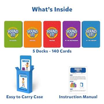 Skillmatics Scavenger Hunt Card Game - Found It 5 in 1 Megapack, Fun Family Game, 140 Cards, Search and Find, Learning & Travel Toy, Gifts for Kids, Boys, Girls, Ages 4, 5, 6, 7