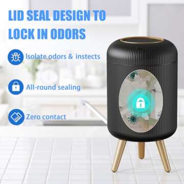 URALFA Motion Sensor Trash Can with Lid, 3 Gallon / 11 L Automatic Bathroom Trash Can, Touchless Tra...