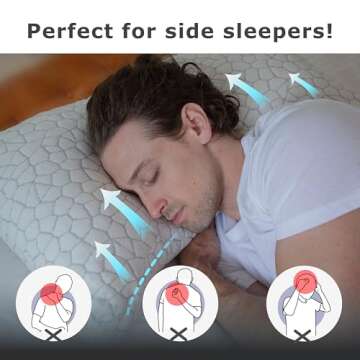 Pharmedoc Adjustable Shredded Memory Foam Curved Pillow - Side Sleeper Pillow -Ergonomic Curved - Ne...