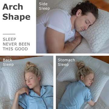 Pharmedoc Adjustable Shredded Memory Foam Curved Pillow - Side Sleeper Pillow -Ergonomic Curved - Neck Pillow for Pain Relief - Queen Bed Pillow 1 Pack