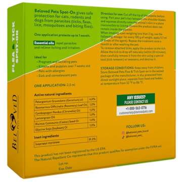 Flea and Tick Prevention for Small Dogs & Cats, Rabbits - Natural Flea Treatment & Pest Control - To...