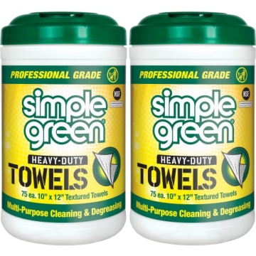 Simple Green Heavy-Duty Cleaning and Degreasing Towels - 75 Count (Pack of 2)