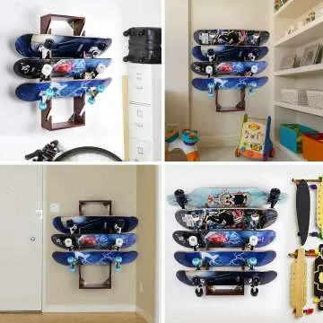 Skateboard Storage Rack Holds 5 Boards Wall Mounted