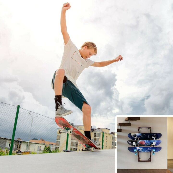 Skateboard Storage Rack Holds 5 Boards Wall Mounted